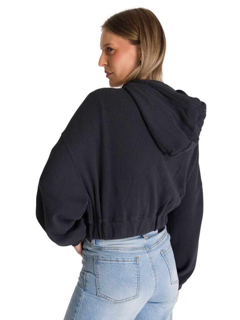 Polerón Con Gorro Mujer Waffle-Knit Grafito CAT