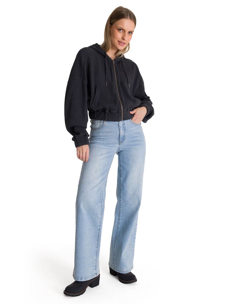 Polerón Con Gorro Mujer Waffle-Knit Grafito CAT