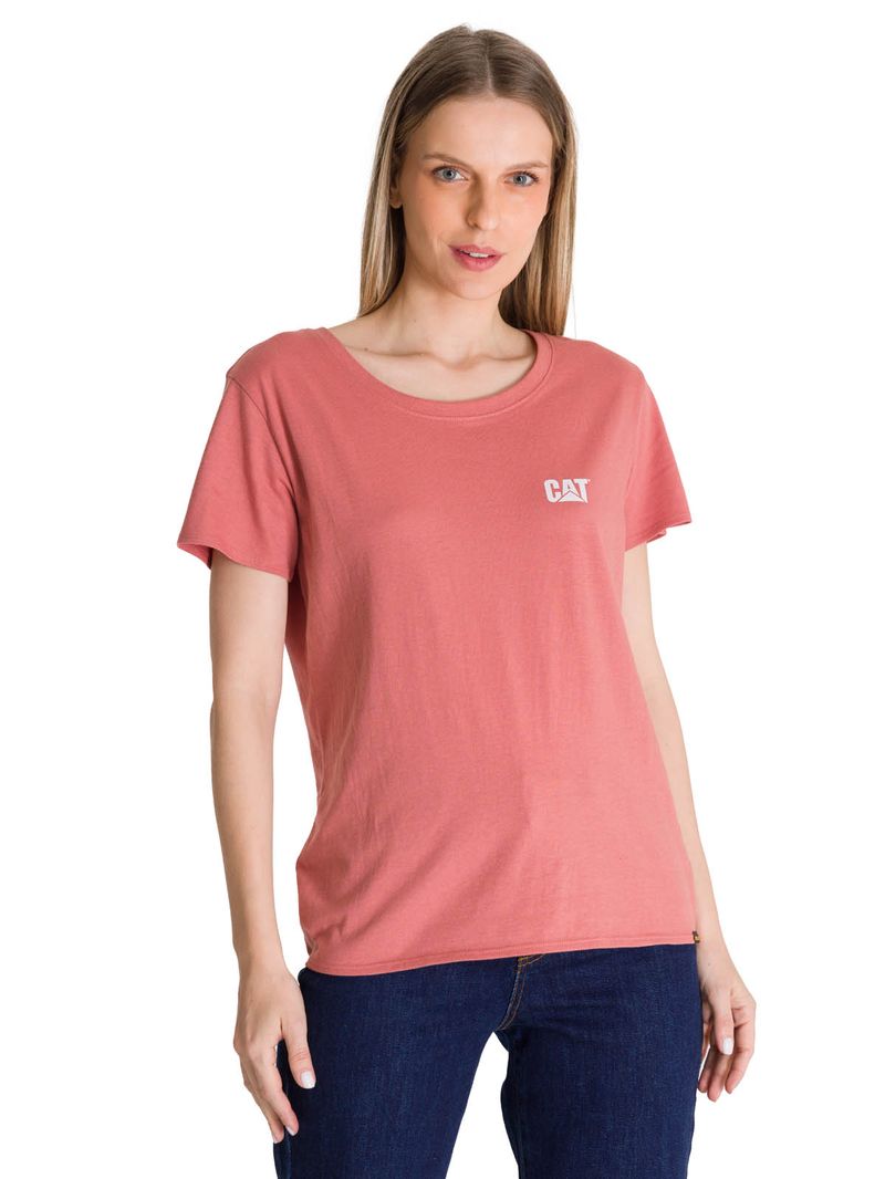 Polera Manga Corta Mujer Logo Terracota CAT