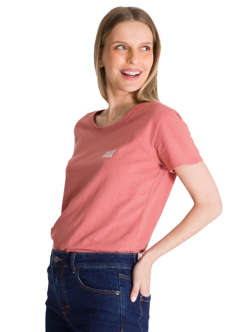Polera Manga Corta Mujer Logo Terracota CAT