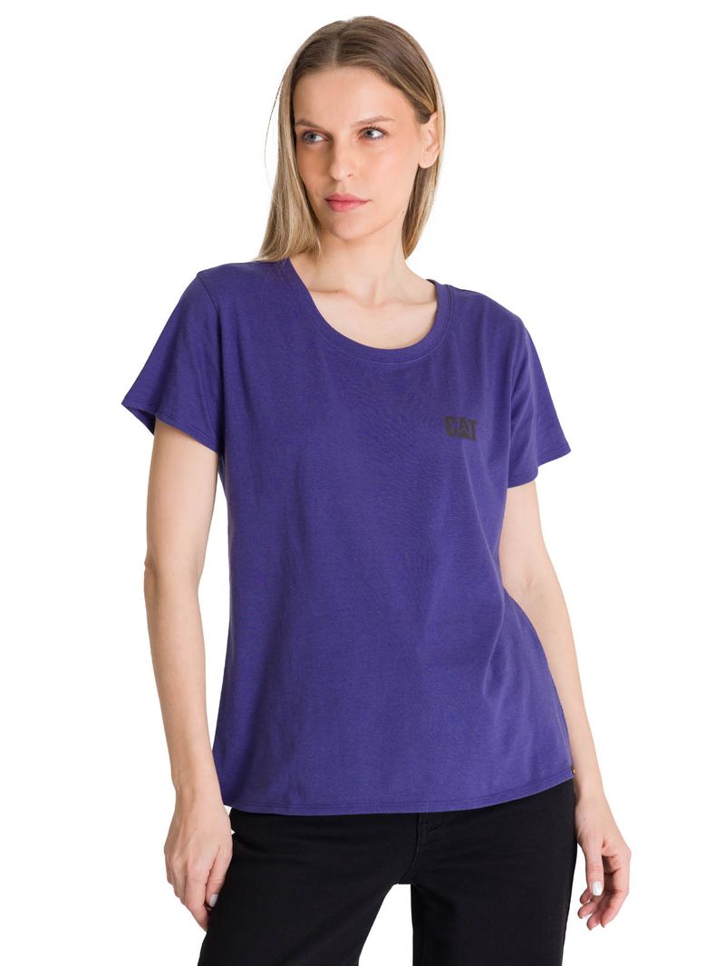 Polera Manga Corta Mujer Logo Azul CAT