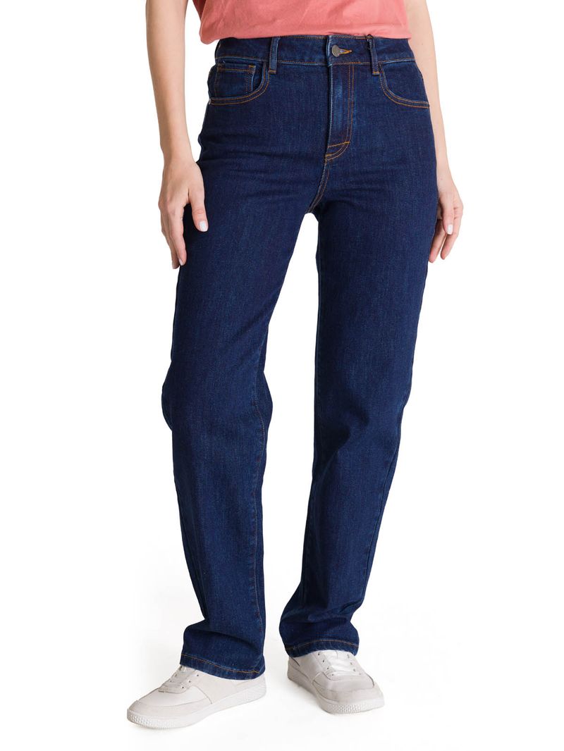 Jeans Tiro Alto Mujer Stretch Azul CAT