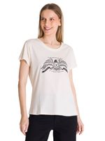 Polera Manga Corta Mujer Crew Diseño Blanco CAT