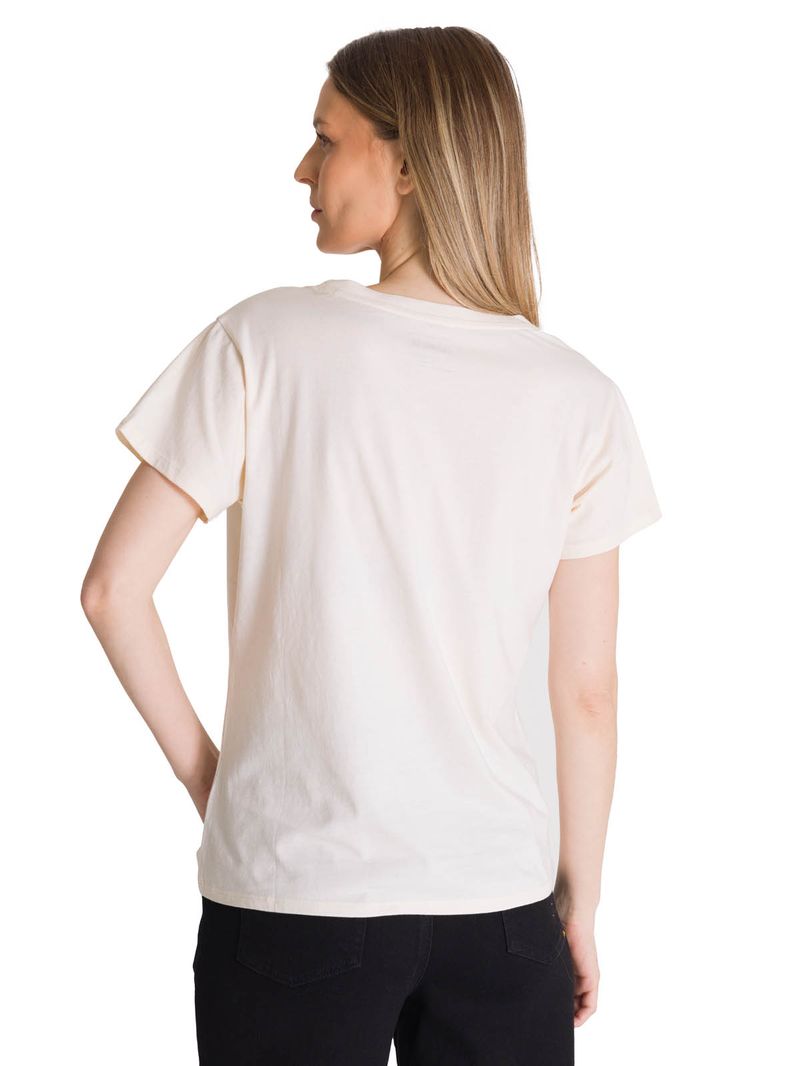 Polera Manga Corta Mujer Crew Diseño Blanco CAT