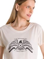 Polera Manga Corta Mujer Crew Diseño Blanco CAT