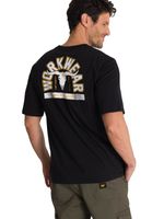 Polera Manga Corta Hombre Diseño Hard Work Negro CAT