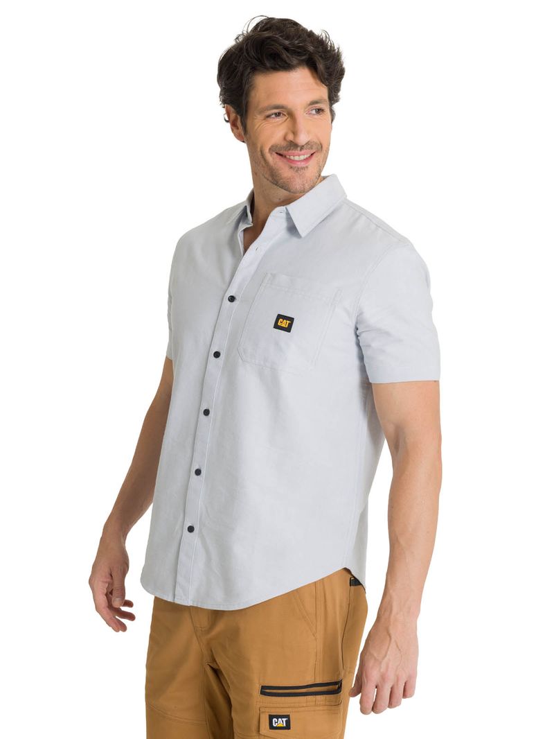 Camisa Manga Corta Hombre Oxford Relaxed Azul CAT