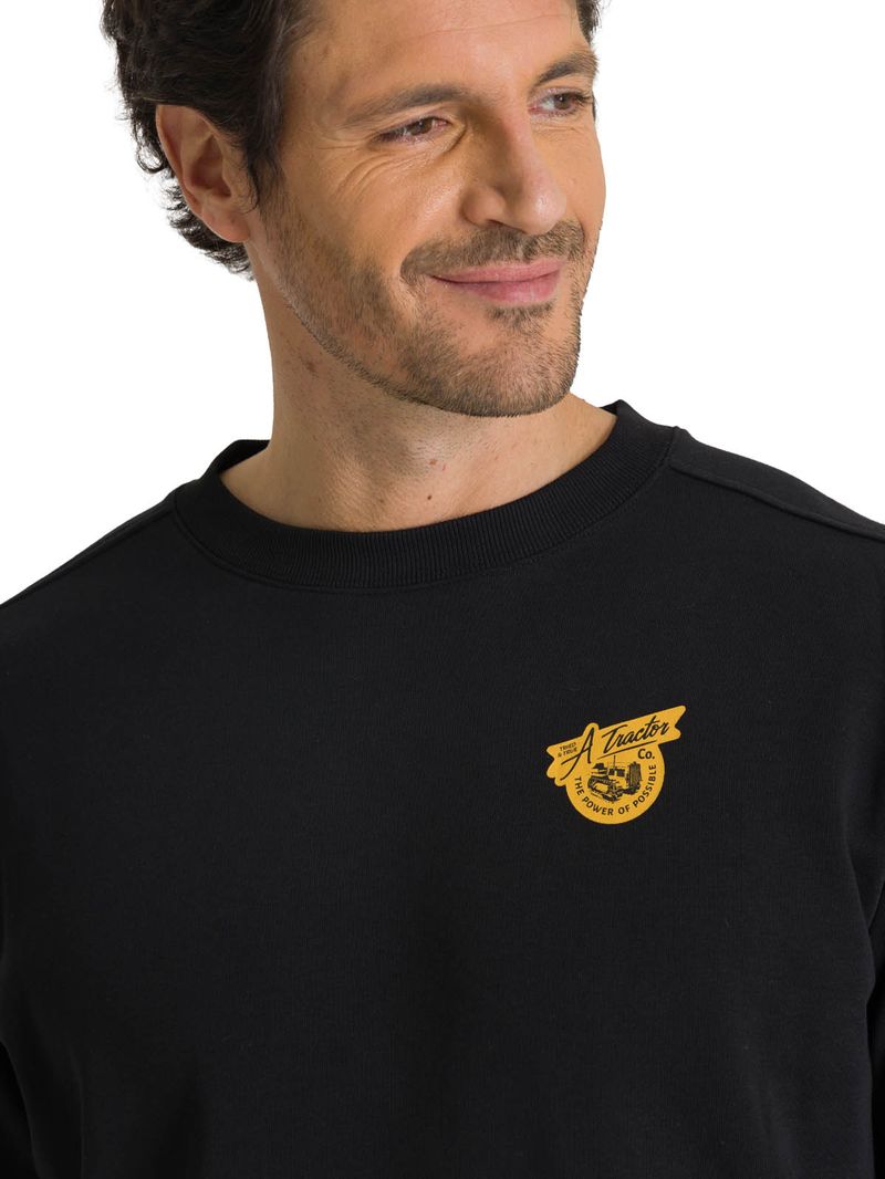 Polerón Crewneck Hombre Diseño French Terry Negro CAT