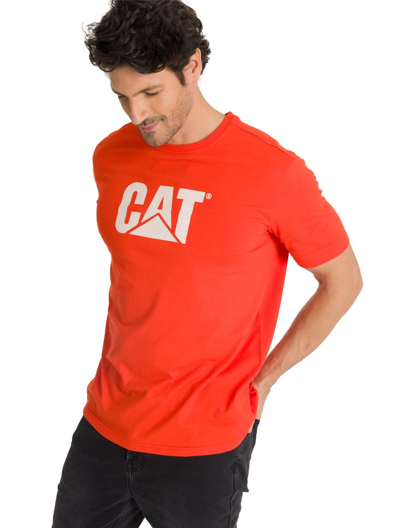 Polera Manga Corta Hombre Logo Roja CAT