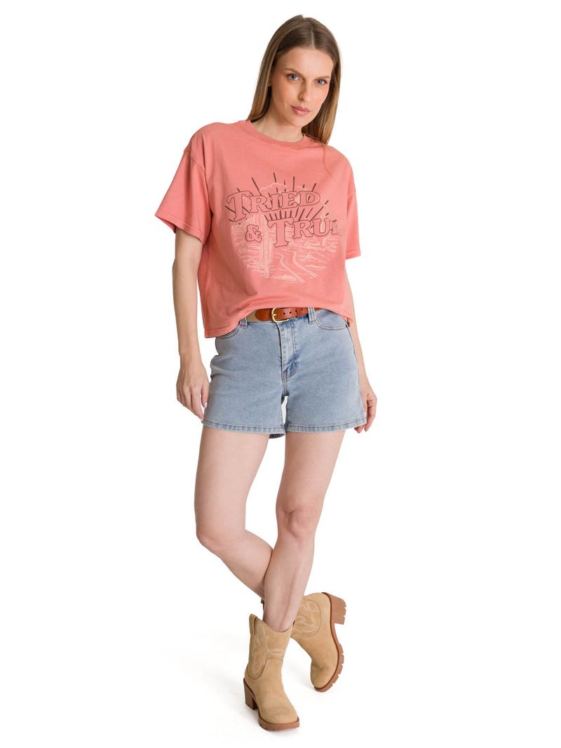 Polera Manga Corta Boxy Mujer Bordato CAT Negra CAT