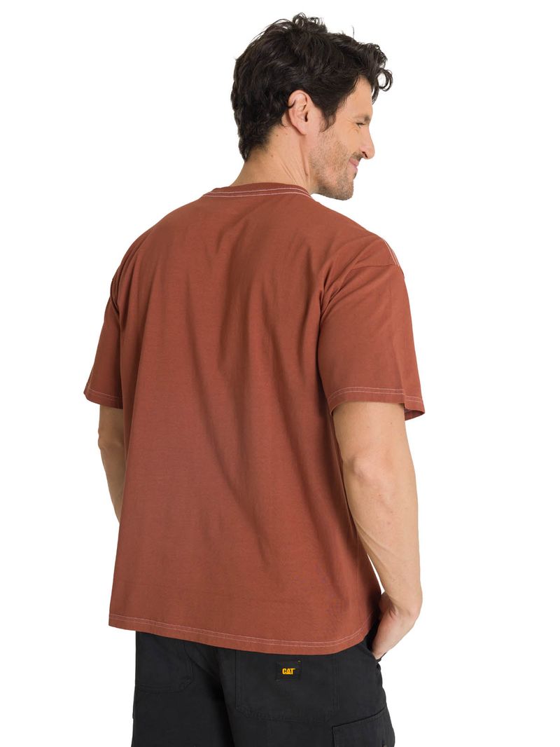 Polera-Casual-Hombre-Heavyweight-Relaxed-Ladrillo-CAT