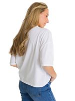 Polera Manga Corta Oversize Mujer Diseño Blanca CAT