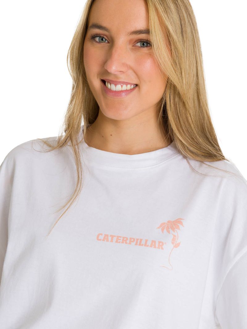 Polera Manga Corta Oversize Mujer Diseño Blanca CAT