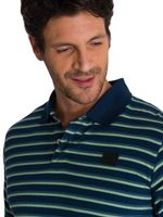 Polera Polo Manga Corta Hombre Logo Rayas Azul CAT