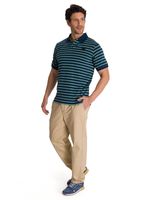 Polera Polo Manga Corta Hombre Logo Rayas Azul CAT