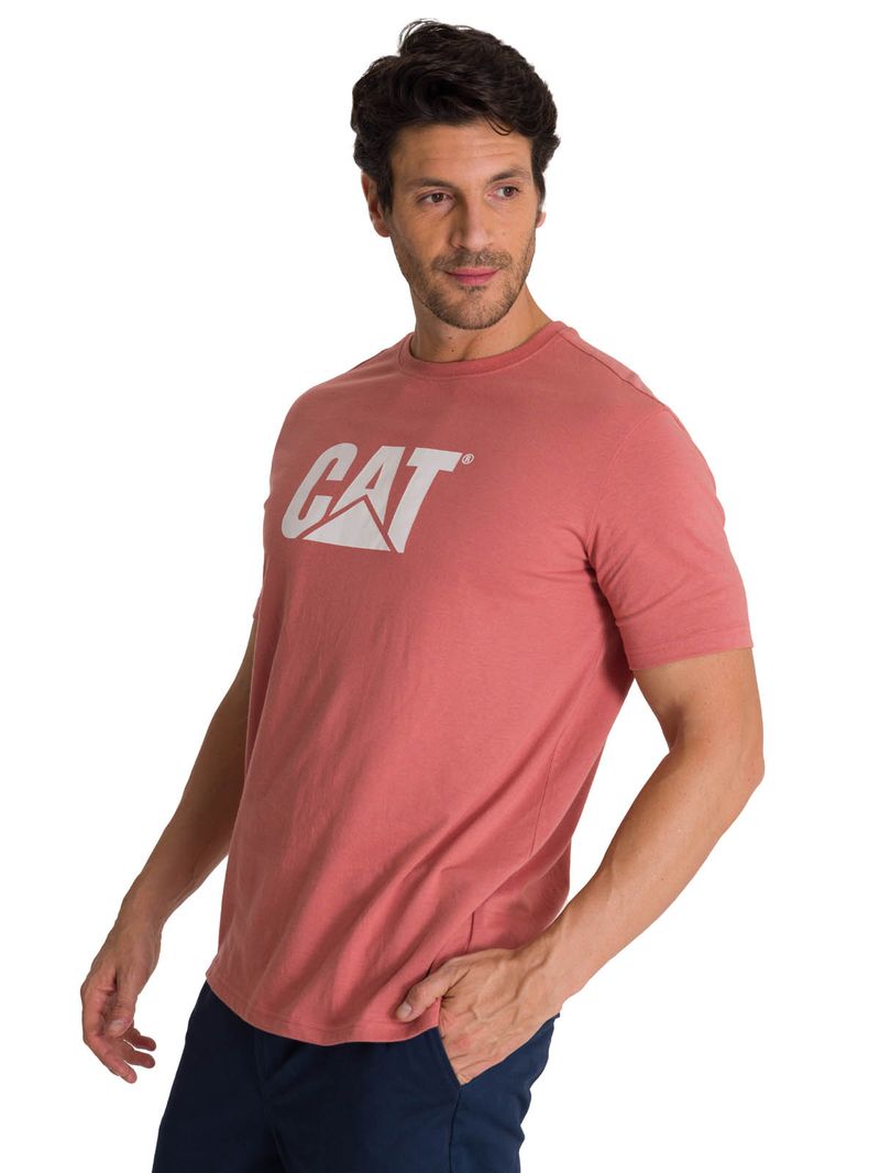 Polera Manga Corta Hombre Logo Terracota CAT