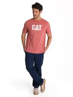 Polera Manga Corta Hombre Logo Terracota CAT