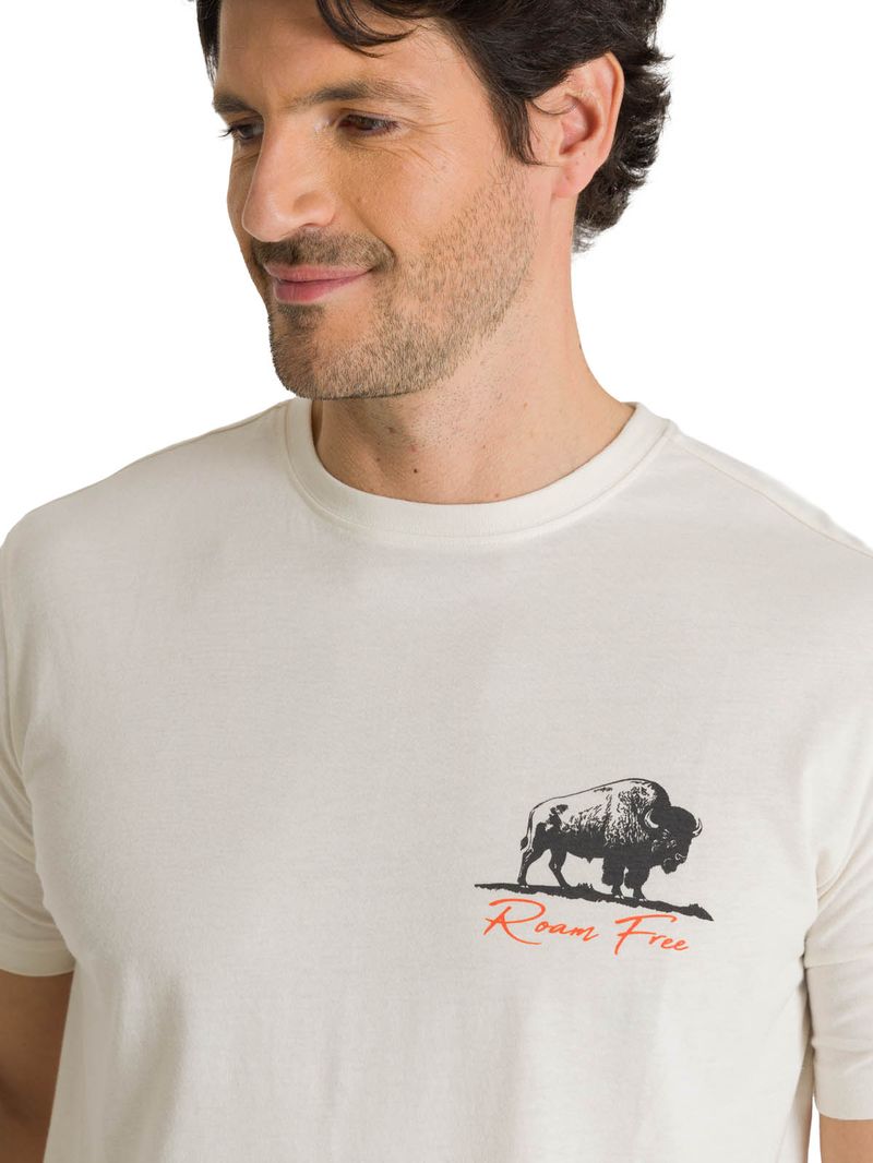 Polera Manga Corta Hombre Roam Free Bison Blanco CAT