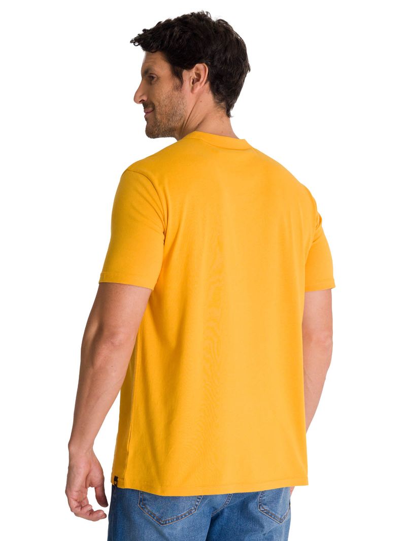 Polera Manga Corta Hombre Original Tractor Amarillo CAT