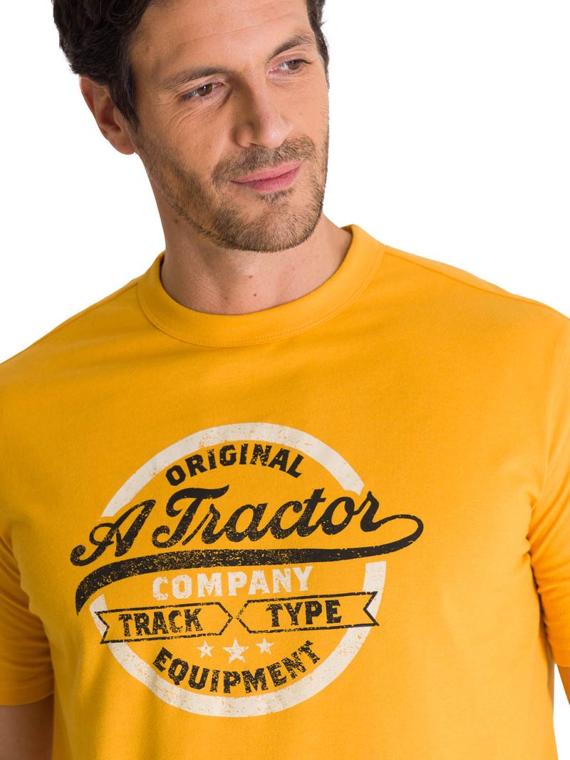 Polera Manga Corta Hombre Original Tractor Amarillo CAT