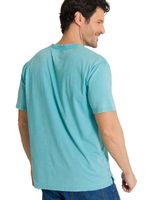 Polera Manga Corta Henley Hombre Burnout Azul Claro CAT