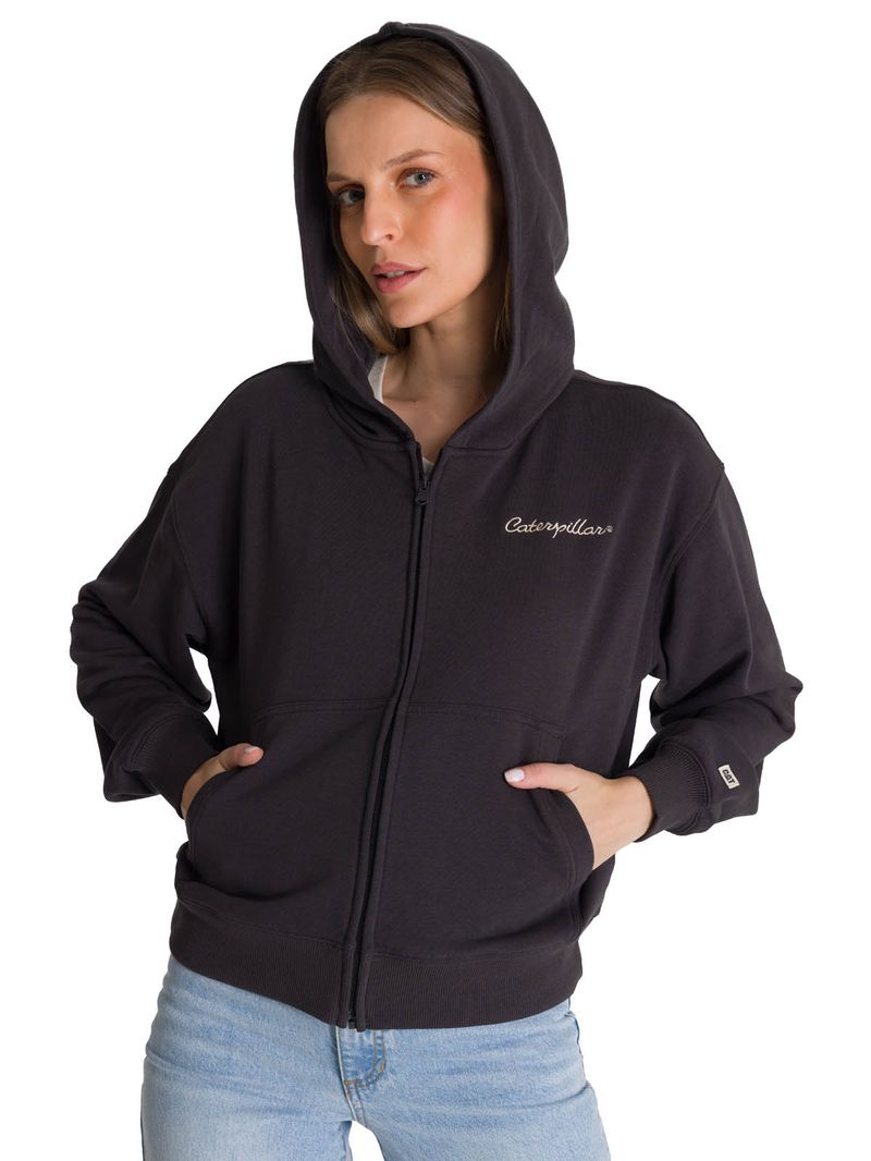 Polerón Crewneck Mujer Relaxed French Terry Negro CAT