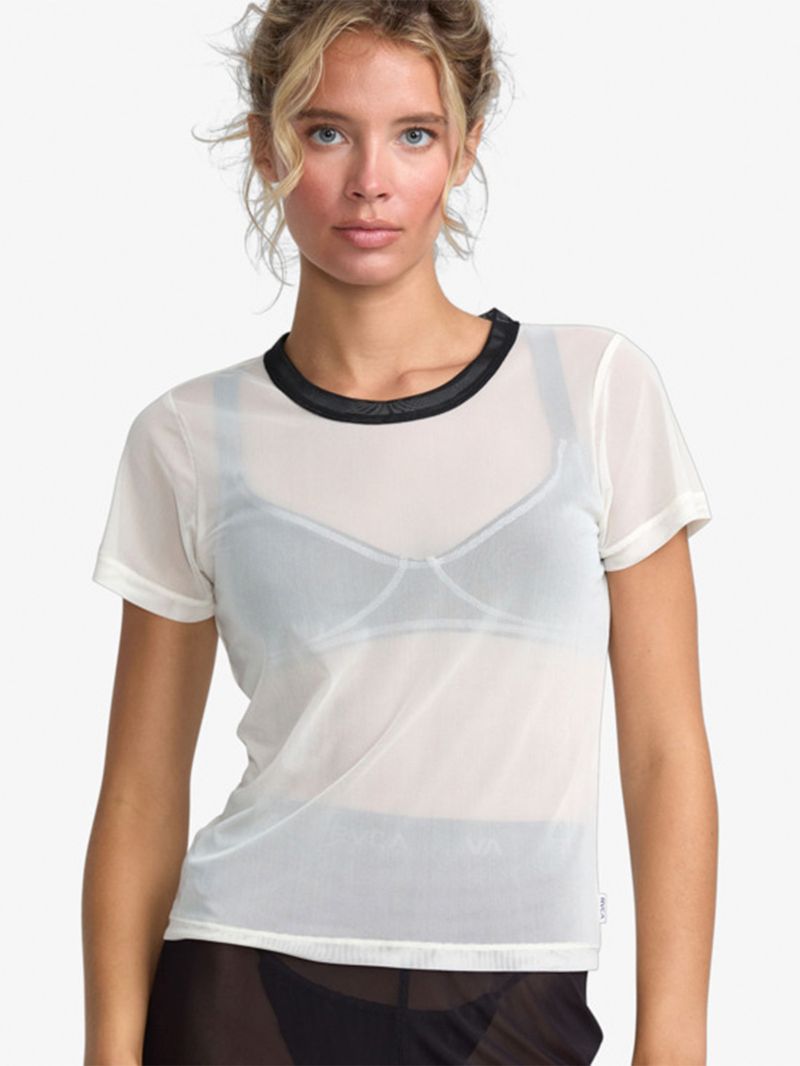 Polera m/c Mujer Aren Mesh Baby Blanco RVCA