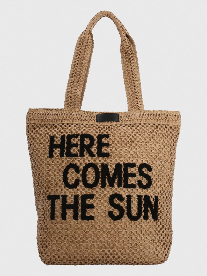 Cartera Mujer Rafia Tote Café Azaleia