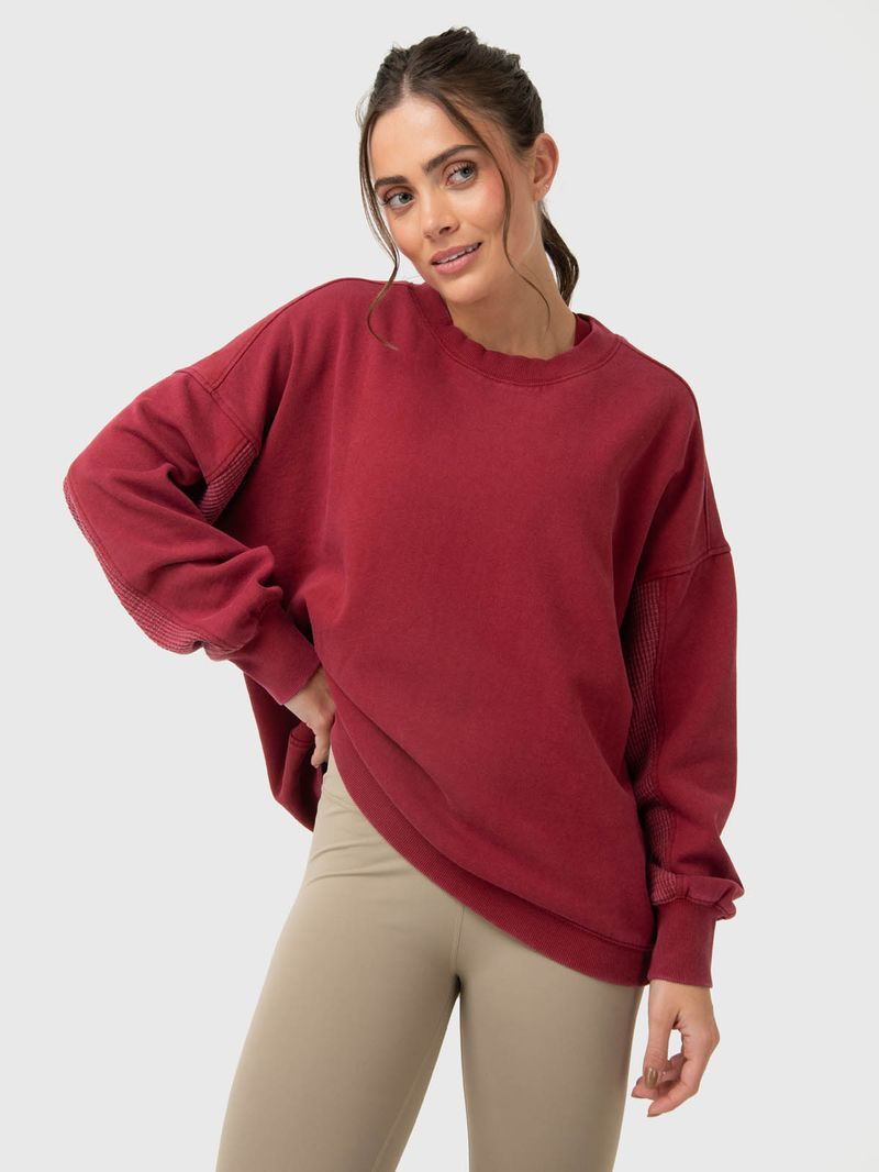 Polerón Mujer Oversize Crew II Burdeo Bsoul