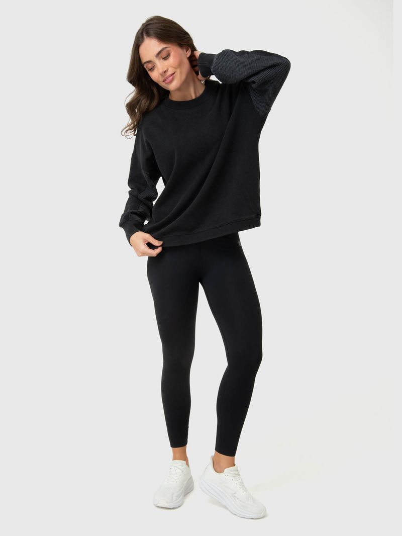 Polerón Mujer Oversize Crew II Negro Bsoul