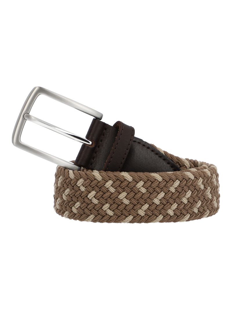 Cinturon Cuero Elastano Hombre Rf Tarek Café Rockford