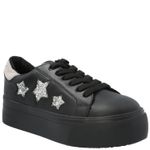 Zapatilla Cuero Niña Quens Negro