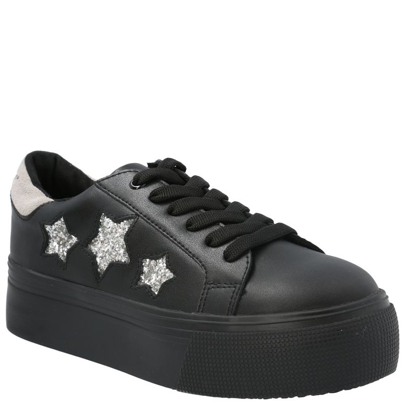 Zapatilla Cuero Niña Quens Negro