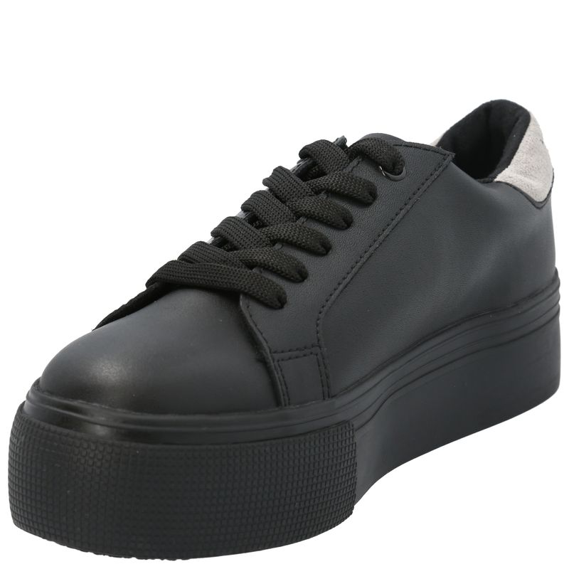 Zapatilla Cuero Niña Quens Negro
