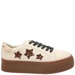 Zapatilla Cuero Niña Quens Beige