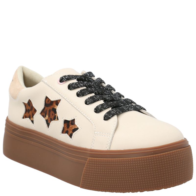 Zapatilla Cuero Niña Quens Beige