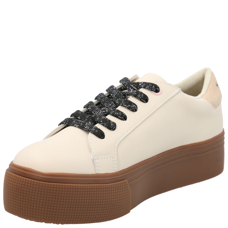 Zapatilla Cuero Niña Quens Beige