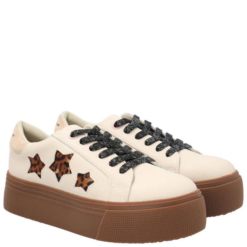 Zapatilla Cuero Niña Quens Beige