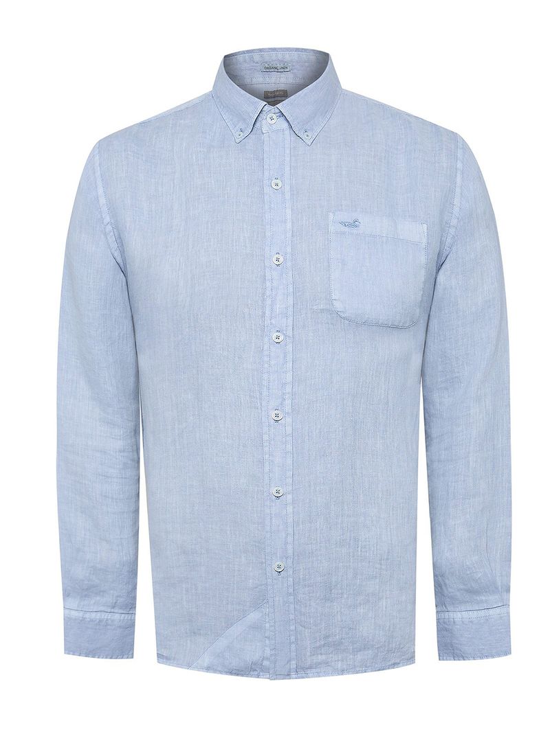 Camisa Lino Orgánico Hombre Linedyed Azul Rockford