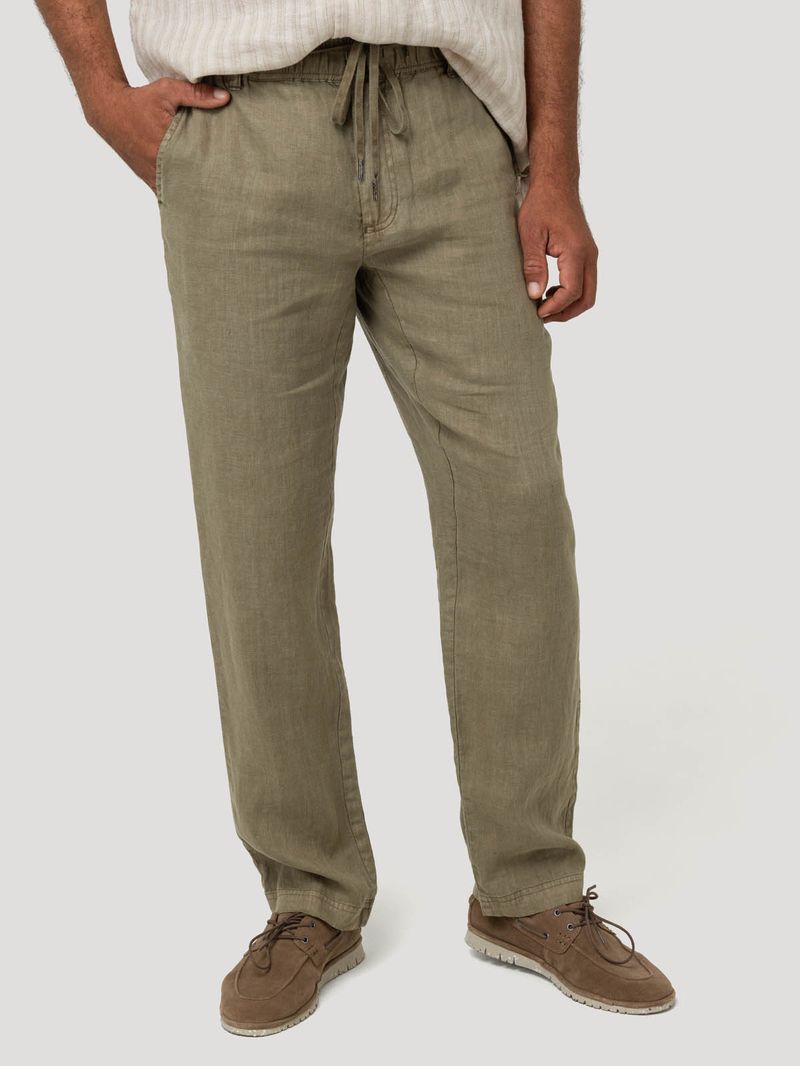 Pantalón Lino Orgánico Hombre Lisbon Verde Rockford