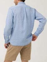 Camisa Lino Orgánico Hombre Linedyed Azul Rockford