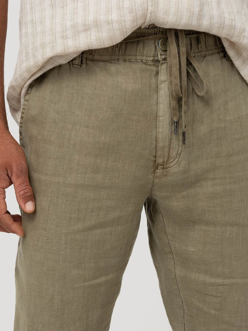 Pantalón Lino Orgánico Hombre Lisbon Verde Rockford