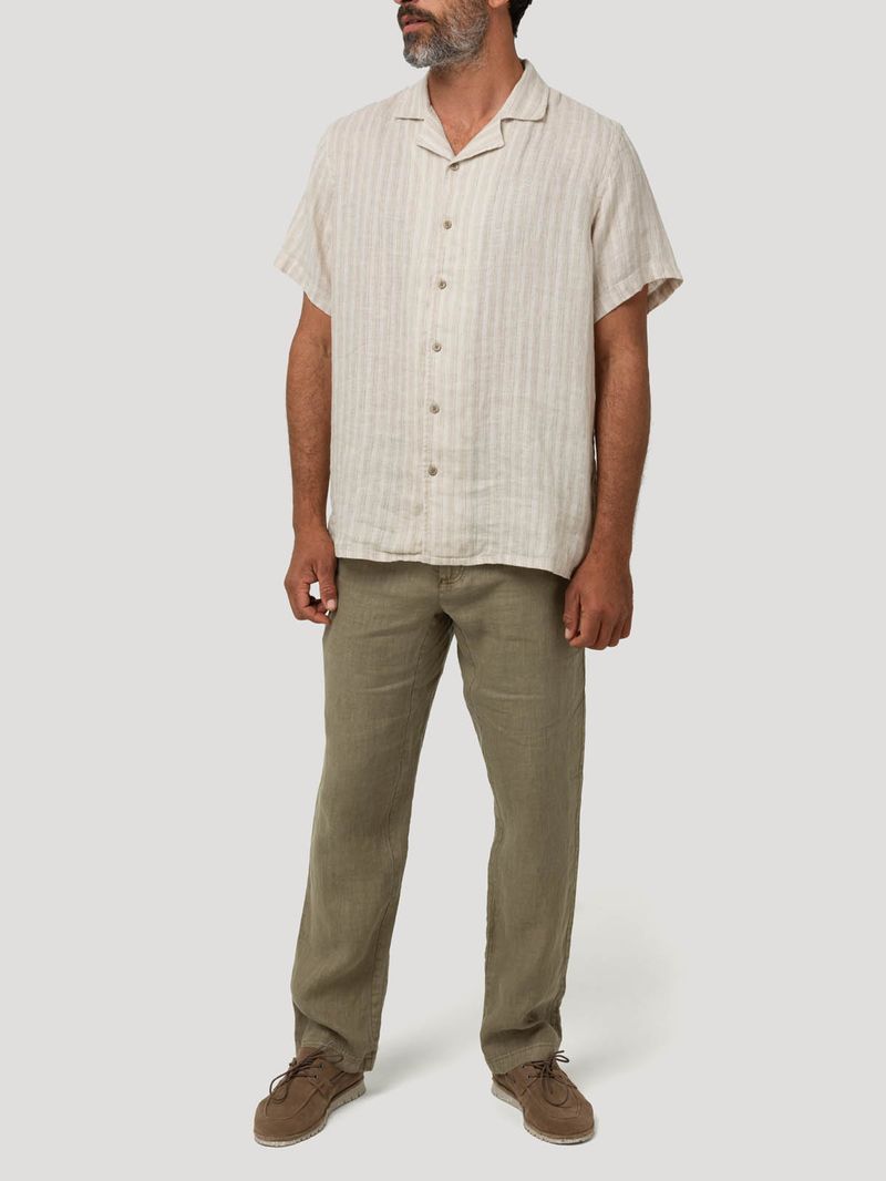 Pantalón Lino Orgánico Hombre Lisbon Verde Rockford