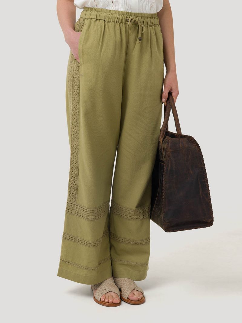 Pantalón Lino Orgánico Mujer Fuji Verde Rockford