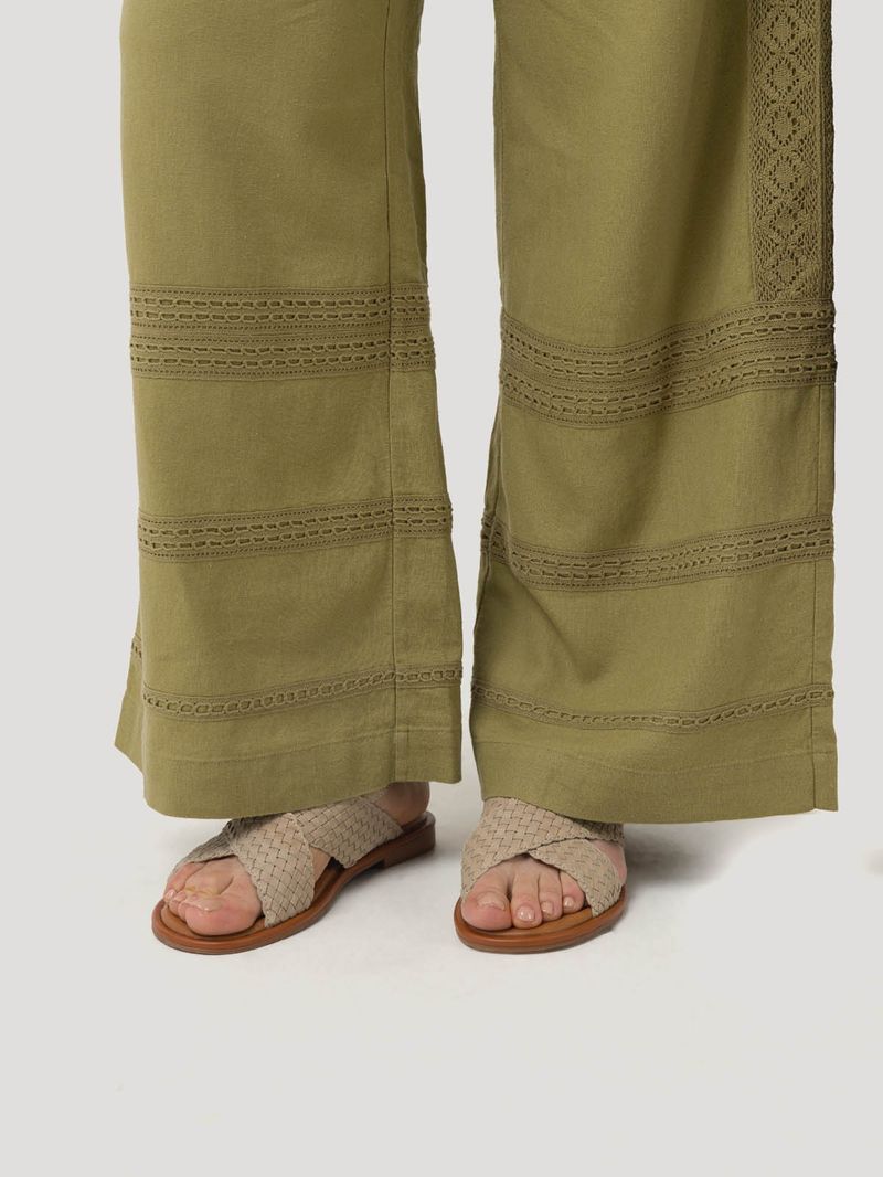 Pantalón Lino Orgánico Mujer Fuji Verde Rockford