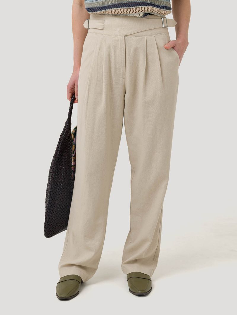 Pantalón Lino Orgánico Mujer Ava Beige Rockford