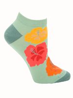Calcetín Algodón Mujer Ped Hibisco Verde Azaleia