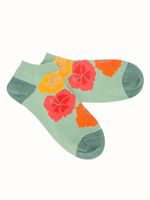 Calcetín Algodón Mujer Ped Hibisco Verde Azaleia