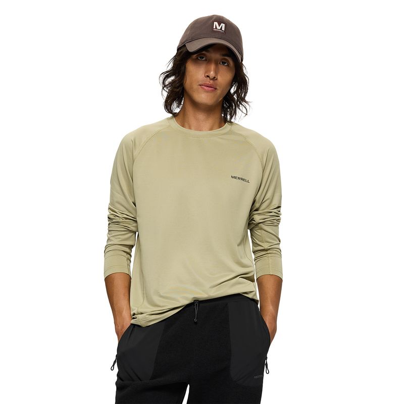 Polera Manga Larga Hombre Tech Verde Claro Merrell