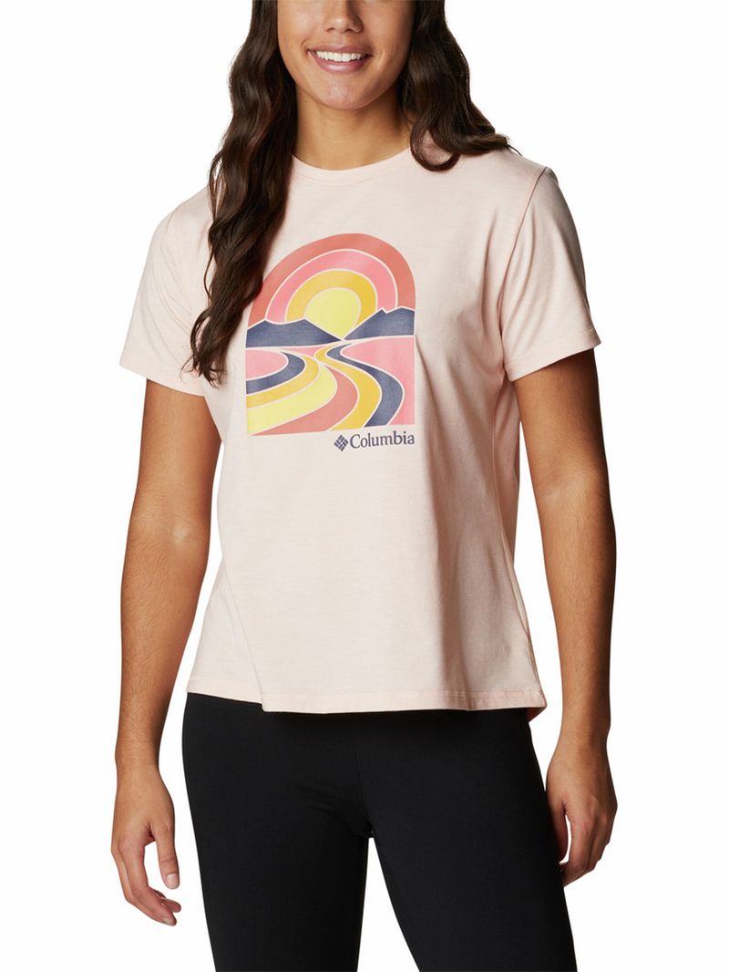 Polera Manga Corta Mujer Sun Trek Graphic Tee Rosado Columbia